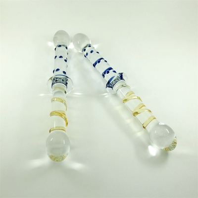 Kleurrijke glazen dildo Dubbelkop glazen dildo's Anale kont plug grote pyrex glazen dildo voor vrouwen