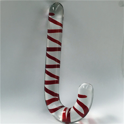 Natuurlijke gebogen paraplu Handle Crystal Dildo Massage Wand Glas penis voor volwassenen Gift