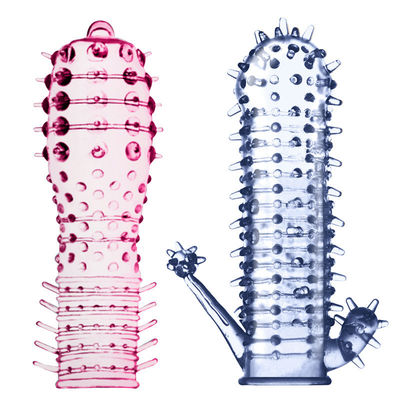 Crystal Penis Cock Ring Sleeve Climax Vertraagde TPE Ring Pink/Blauw