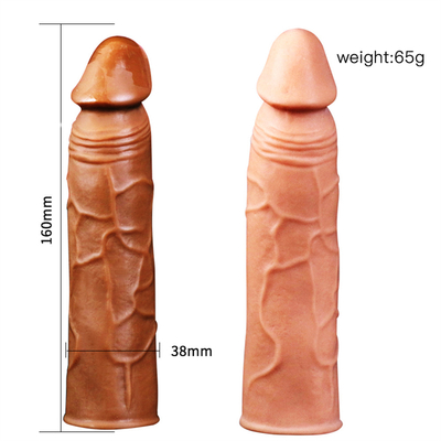 Van de de Peniskoker van het siliconecondoom van de Mensencondooms de Rubber van de de Peniskoker Vergroting van Dildo