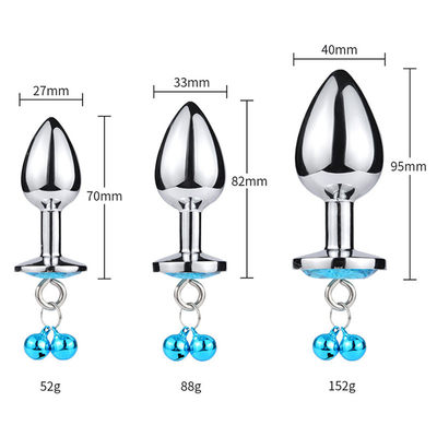 Anaal seksspeelgoed Plug Butt Roestvrij staal kristal 3pcs Set Metalen anaal plug met bel