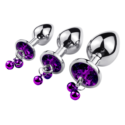 Anaal seksspeelgoed Plug Butt Roestvrij staal kristal 3pcs Set Metalen anaal plug met bel
