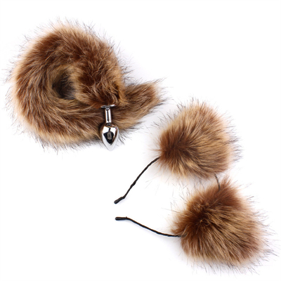 New Style Fox Tail Anal Plug Speelgoed, Anal Butt Plug, Tail Anal Plug Voor Vrouwen Fancy Cat Kitty Kostuum Oor Party Hoofd