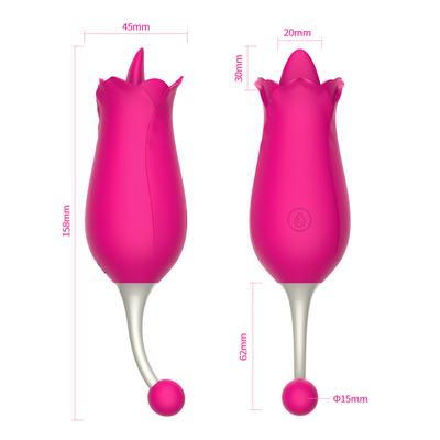 Dubbelkop Roos Vibrator Nippel Clitorale Stimulatie Massage Vibrator Tong Likken Pussy Vibrator Seks Speelgoed Voor Vrouwen