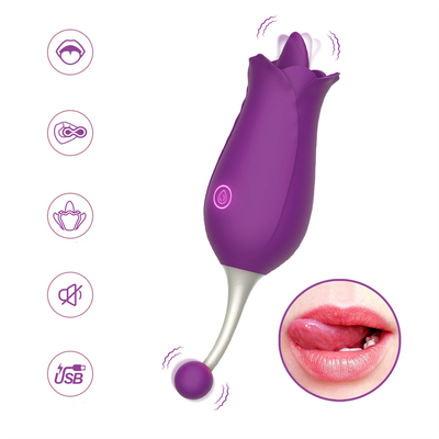 Dubbelkop Roos Vibrator Nippel Clitorale Stimulatie Massage Vibrator Tong Likken Pussy Vibrator Seks Speelgoed Voor Vrouwen