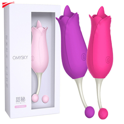 Dubbelkop Roos Vibrator Nippel Clitorale Stimulatie Massage Vibrator Tong Likken Pussy Vibrator Seks Speelgoed Voor Vrouwen