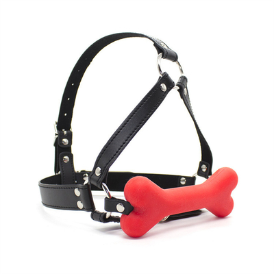 Leerbinding Slave Cosplay Bondage Hood Hoofd Harness Mond Ball Gag