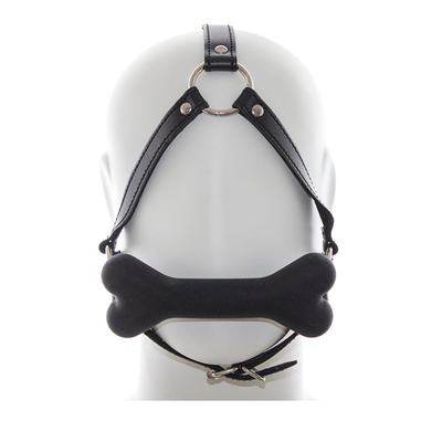 Leerbinding Slave Cosplay Bondage Hood Hoofd Harness Mond Ball Gag