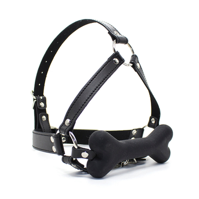 Leerbinding Slave Cosplay Bondage Hood Hoofd Harness Mond Ball Gag