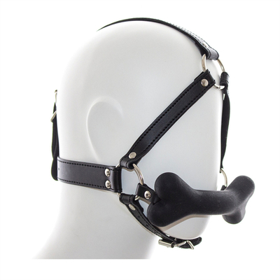 Leerbinding Slave Cosplay Bondage Hood Hoofd Harness Mond Ball Gag