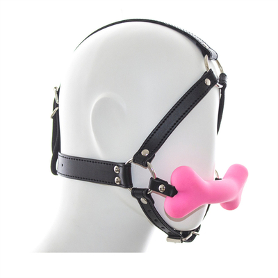 Leerbinding Slave Cosplay Bondage Hood Hoofd Harness Mond Ball Gag