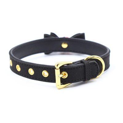 Volwassenen seksspeeltjes Roze hond bel Bowknot Gouden gat Zachte leer pin Buckle nek mouw Zwarte nek mouw kraag