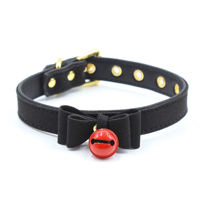 Volwassenen seksspeeltjes Roze hond bel Bowknot Gouden gat Zachte leer pin Buckle nek mouw Zwarte nek mouw kraag