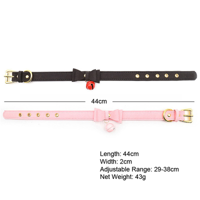 Volwassenen seksspeeltjes Roze hond bel Bowknot Gouden gat Zachte leer pin Buckle nek mouw Zwarte nek mouw kraag