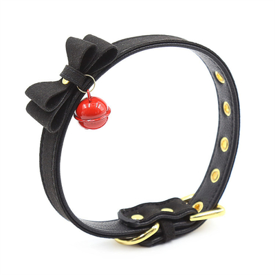 Volwassenen seksspeeltjes Roze hond bel Bowknot Gouden gat Zachte leer pin Buckle nek mouw Zwarte nek mouw kraag