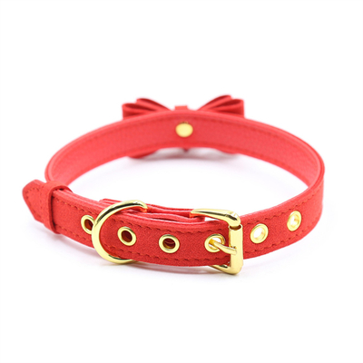 Volwassenen seksspeeltjes Roze hond bel Bowknot Gouden gat Zachte leer pin Buckle nek mouw Zwarte nek mouw kraag