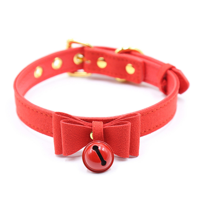 Volwassenen seksspeeltjes Roze hond bel Bowknot Gouden gat Zachte leer pin Buckle nek mouw Zwarte nek mouw kraag