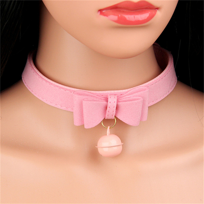 Volwassenen seksspeeltjes Roze hond bel Bowknot Gouden gat Zachte leer pin Buckle nek mouw Zwarte nek mouw kraag
