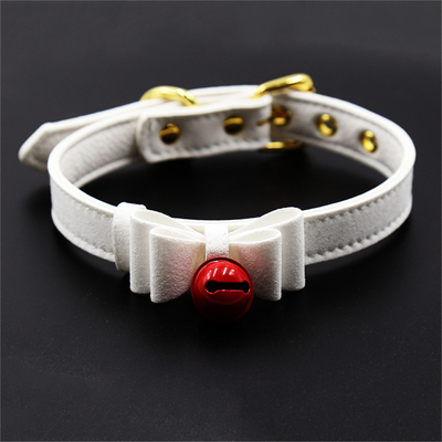Volwassenen seksspeeltjes Roze hond bel Bowknot Gouden gat Zachte leer pin Buckle nek mouw Zwarte nek mouw kraag