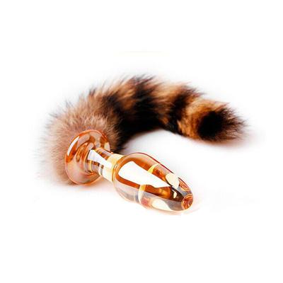 Seks Speelgoed Echte Fox Fur Tail Glas Anal Plug Voor Vrouwe Cosplay