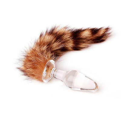 Seks Speelgoed Echte Fox Fur Tail Glas Anal Plug Voor Vrouwe Cosplay