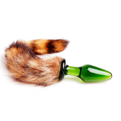 Seks Speelgoed Echte Fox Fur Tail Glas Anal Plug Voor Vrouwe Cosplay