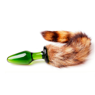 Seks Speelgoed Echte Fox Fur Tail Glas Anal Plug Voor Vrouwe Cosplay
