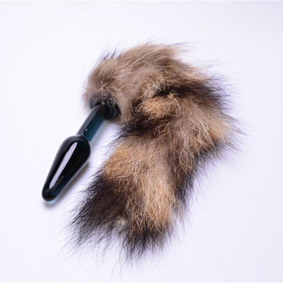 Seks Speelgoed Echte Fox Fur Tail Glas Anal Plug Voor Vrouwe Cosplay