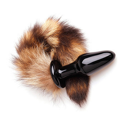 Seks Speelgoed Echte Fox Fur Tail Glas Anal Plug Voor Vrouwe Cosplay