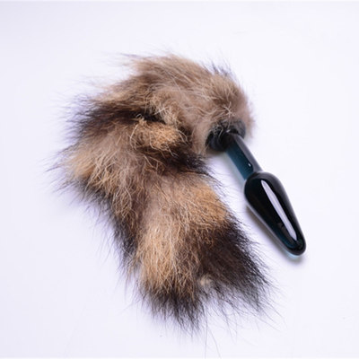 Seks Speelgoed Echte Fox Fur Tail Glas Anal Plug Voor Vrouwe Cosplay