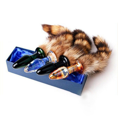Seks Speelgoed Echte Fox Fur Tail Glas Anal Plug Voor Vrouwe Cosplay