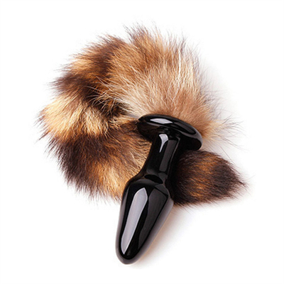 Seks Speelgoed Echte Fox Fur Tail Glas Anal Plug Voor Vrouwe Cosplay