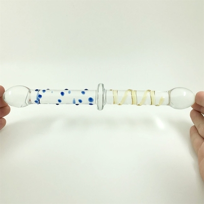 Kleurrijke glazen dildo Dubbelkop glazen dildo's Anale kont plug grote pyrex glazen dildo voor vrouwen