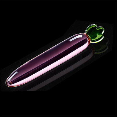 Crystal Penis Anal Butt Plug G-spot Clitorale Masturbatie Aubergine Glas Dildo Voor Vrouwen