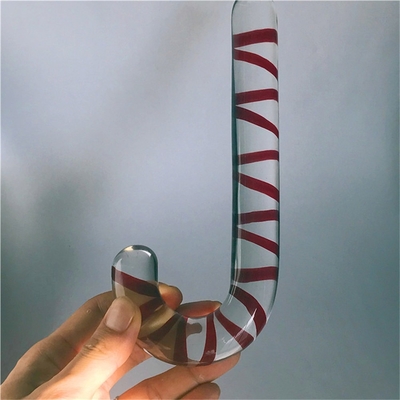 Natuurlijke gebogen paraplu Handle Crystal Dildo Massage Wand Glas penis voor volwassenen Gift