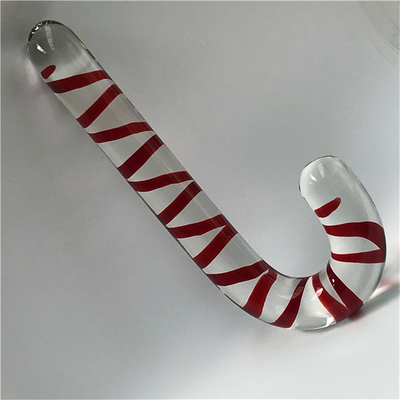 Natuurlijke gebogen paraplu Handle Crystal Dildo Massage Wand Glas penis voor volwassenen Gift