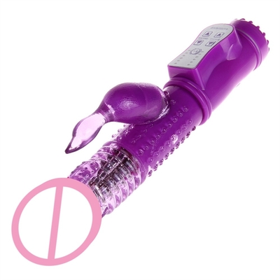 Oplaadbare stuwkracht G-spot dildo dubbele kut konijn seks vagina vibrator voor vrouwen vrouwelijke clitoris seksspeelgoed