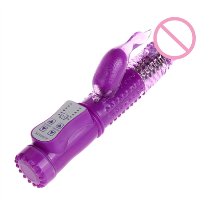 Oplaadbare stuwkracht G-spot dildo dubbele kut konijn seks vagina vibrator voor vrouwen vrouwelijke clitoris seksspeelgoed