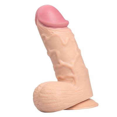 Zwakke grote siliconen dildo realistische zuigbeker mannelijke kunstmatige penis voor vrouw