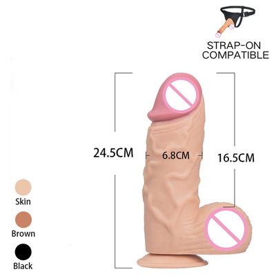 Zwakke grote siliconen dildo realistische zuigbeker mannelijke kunstmatige penis voor vrouw