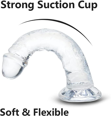 Realistische Jelly Dildo voor beginners, 7 inch Crystal G-Spot Dildos, Flexible Penis Cock met zuigbeker voor Hand Free Pl