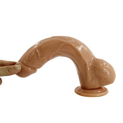 Lichaamsveilige enorme penis met sterke zuigbeker Dildo voor handenloze lul met gebogen staaf en ballen voor vagina