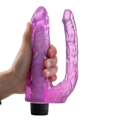 Nieuw aangekomen Vrouwelijk seksspeeltje Vibrating Double Dildo TPE Vibrator Op promotie