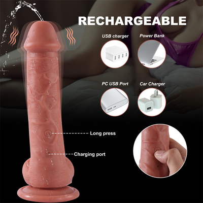 China Factory Realistisch Duwen Vrouwelijke Ontucht Vloeibare Silicone Draadloze Afstandsbediening Telescopische Dildo Vibrator