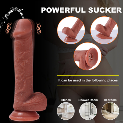 China Factory Realistisch Duwen Vrouwelijke Ontucht Vloeibare Silicone Draadloze Afstandsbediening Telescopische Dildo Vibrator