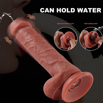 China Factory Realistisch Duwen Vrouwelijke Ontucht Vloeibare Silicone Draadloze Afstandsbediening Telescopische Dildo Vibrator