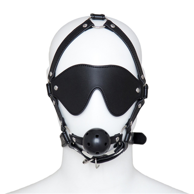 Leerbal Blindfold Hoofddoek Oogmasker Harness Open Mond BDSM Bondage