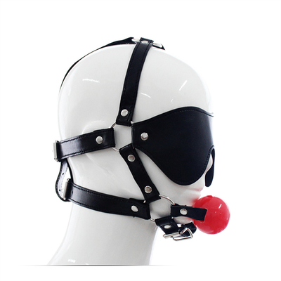 Leerbal Blindfold Hoofddoek Oogmasker Harness Open Mond BDSM Bondage
