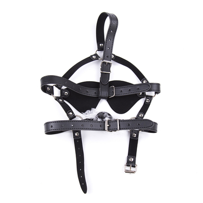 Leerbal Blindfold Hoofddoek Oogmasker Harness Open Mond BDSM Bondage