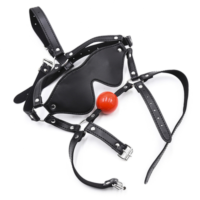 Leerbal Blindfold Hoofddoek Oogmasker Harness Open Mond BDSM Bondage
